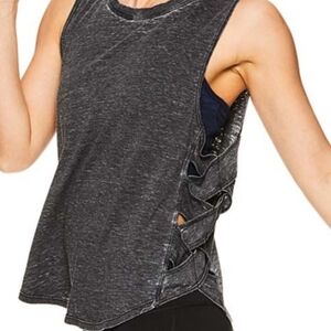 GAIAM Posey Muscle Tank Top with Side Lattice Detail
